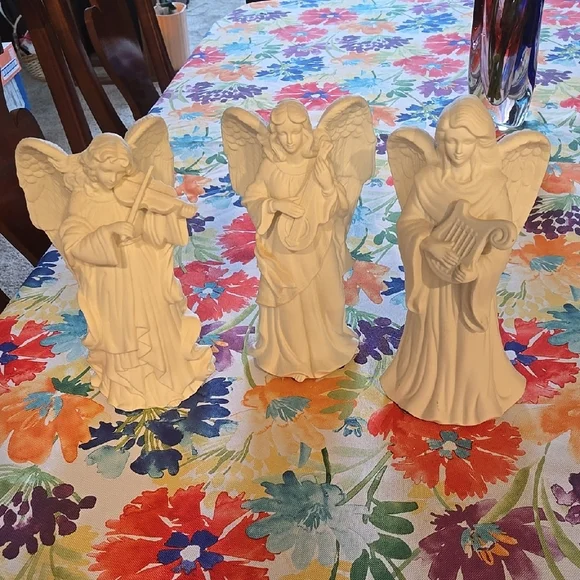 Vintage Partylite Set of Three White Angel Figurines - Picture 1 of 11